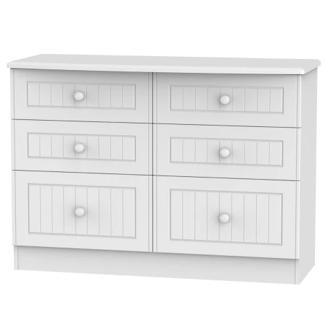 WAR015-WM - Warwick White Matt 6 Drawer Midi Chest