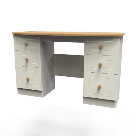 WAR030-CO - Warwick Cream Ash & Modern Oak Double Pedestal Vanity Table
