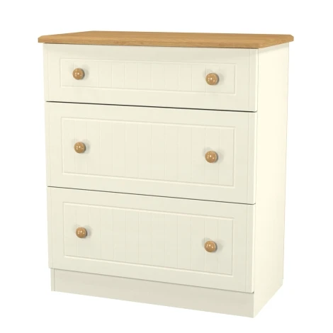 WAR049-CO - Warwick Cream Ash & Modern Oak 3 Drawer Deep Chest