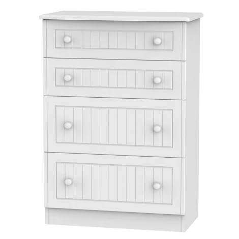 WAR050-WM - Warwick White Matt 4 Deep Drawer Chest