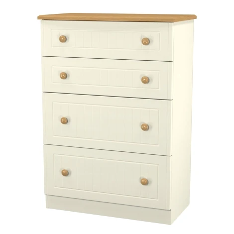 WAR050CO - Warwick Cream Ash & Modern Oak 4 Deep Drawer Chest