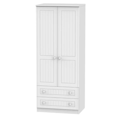 WAR061-WM - Warwick White Matt 2 Door 2 Drawer Double Plain Wardrobe