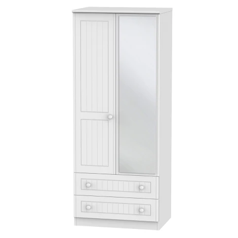 WAR062-WM - Warwick White Matt 2 Door 2 Drawer Double Mirrored Wardrobe