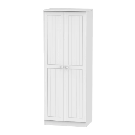 WAR080-WM - Warwick White Matt 2 Door Double Tall Plain Wardrobe