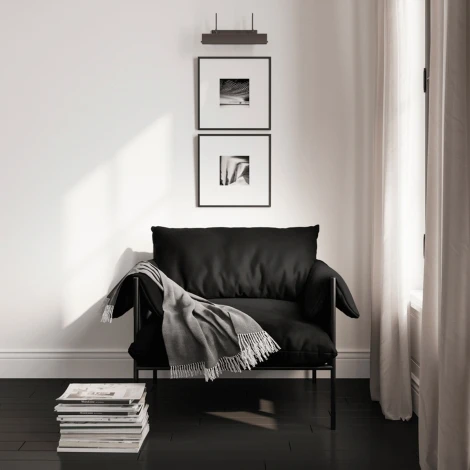 WARONYCHA - Wardour Onyx Textured Weave Accent Chair with Matte Black Metal Frame