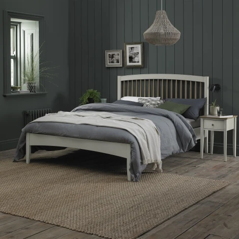 Whitby Scandi Oak & Soft Grey Low Footend Bedstead (Double 135cm)