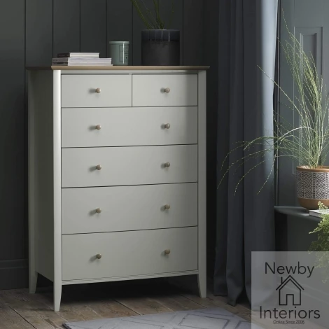 4031-76 - Whitby Soft Grey Scandi Oak 2 Over 4 Drawer Chest