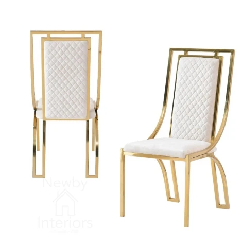 DC2014 - Windsor Cream Velvet & Gold Dining Chair (Pair)