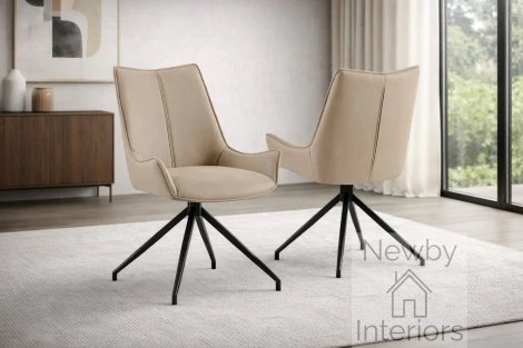CH-147MI - Zenith Mink PU Leather Swivel Dining Chair Bucket Seat Spider Leg Base (Pair)