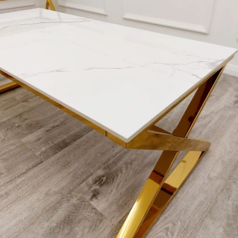 6-COTF-ZION-GOAM53 - Zion Polar White Sintered Stone & Gold Coffee Table